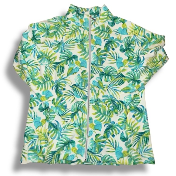 TOMMY BAHAMA Aruba La Playa Palms Full-Zip Sweatshirt - XL White/Green - Picture 12 of 15